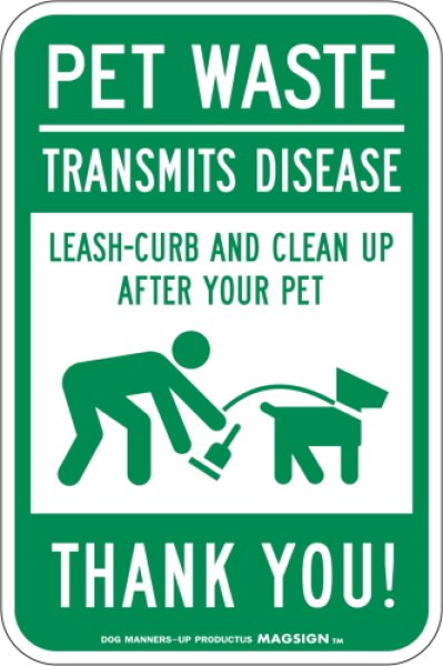 画像1: PET WASTE CLEAN UP THANK YOU! 英語 ペット排泄物の清掃ご苦労様です マグネット＆ステッカー 日本製 [MAGSIGN] (1)