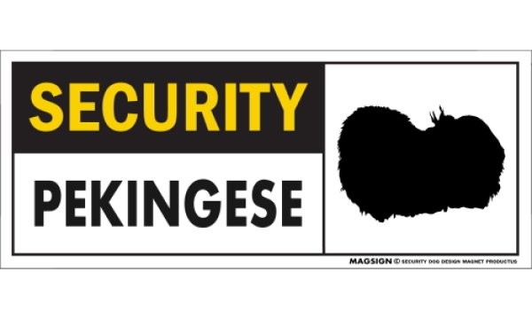 画像1: [MAGSIGN] ペキニーズ セキュリティーマグネット＆ステッカー 英語 警備 防犯 SECURITY PEKINGESE 対象:車(ドア/ガラス/ボディ)・屋外(玄関扉/窓ガラス/メールポスト) 日本製 (1)