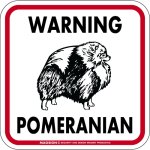 画像1: [MAGSIGN] WARNING POMERANIAN マグネット＆ステッカー：ポメラニアン(ホワイト/イエロー/オレンジ) 注意 英語 正方形 車＆屋外用(防水性/耐光性) 日本製 (1)