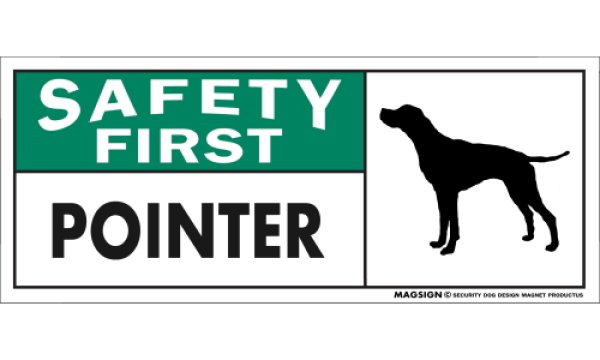 画像1: [MAGSIGN] ポインター マグネット＆ステッカー 英語 安全第一 SAFETY FIRST POINTER 対象:車(ドア/ガラス/ボディ)・屋外(玄関扉/窓ガラス/メールポスト) 日本製 (1)