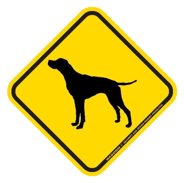 画像1: [MAGSIGN] 犬横断注意/犬飛び出し注意 マグネット＆ステッカー 黄色(イエロー) 車 屋外用(防水/耐水・耐光仕様) 日本製：ポインター (1)
