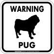 画像1: [MAGSIGN] WARNING PUG マグネット＆ステッカー：パグ(ホワイト/イエロー/オレンジ) 注意 英語 正方形 車＆屋外用(防水性/耐光性) 日本製 (1)