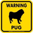 画像2: [MAGSIGN] WARNING PUG マグネット＆ステッカー：パグ(ホワイト/イエロー/オレンジ) 注意 英語 正方形 車＆屋外用(防水性/耐光性) 日本製 (2)