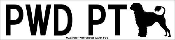 画像1: [MAGSIGN] ポーチュギーズウォータードッグ イニシャル/国名コード/シルエット マグネット＆ステッカー PORTUGUESE WATER DOGローマ字ロゴ入り 車/屋外用 日本製 (1)