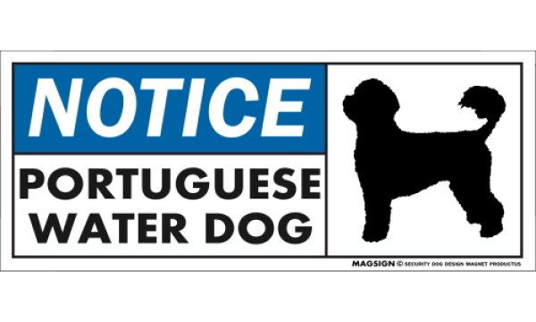 画像1: [MAGSIGN] ポーチュギーズウォータードッグ マグネット＆ステッカー 英語 お知らせ NOTICE PORTUGUESE WATER DOG 対象:車(ドア/ガラス/ボディ)・屋外(玄関扉/窓ガラス/メールポスト) 日本製 (1)