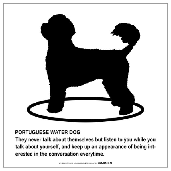 画像1: PORTUGUESE WATER DOG'S POEM [MAGSIGN] ポエムシリーズ マグネット＆ステッカー 防水/耐水・耐光性 日本製 英語＆シルエット：ポーチュギーズウォータードッグR（ホワイト/イエロー） (1)