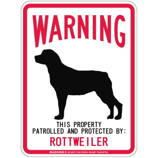 画像1: [MAGSIGN] ROTTWEILER 注意 英語 WARNING 警告/保護/警戒 車 屋外用 マグネット＆ステッカー 日本製：ロットワイラー (1)