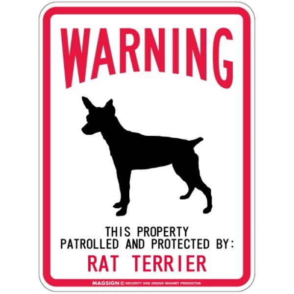画像1: WARNING PATROLLED AND PROTECTED RAT TERRIER マグネットサイン：ラットテリア (1)