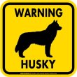 画像2: [MAGSIGN] WARNING HUSKY マグネット＆ステッカー：ハスキー(ホワイト/イエロー/オレンジ) 注意 英語 正方形 車＆屋外用(防水性/耐光性) 日本製 (2)