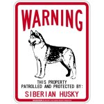 画像1: [MAGSIGN] SIBERIAN HUSKY 注意 英語 WARNING 警告/保護/警戒 車 屋外用 マグネット＆ステッカー 日本製：シベリアンハスキー (1)
