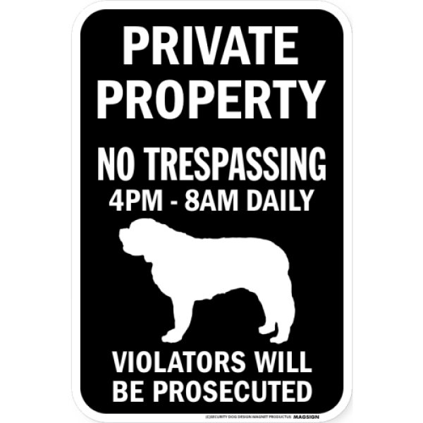 画像1: [MAGSIGN] PRIVATE PROPERTY ブラック マグネット＆ステッカー 黒色 英語 私有地 無断立入禁止 車 屋外用 日本製：セントバーナード (1)