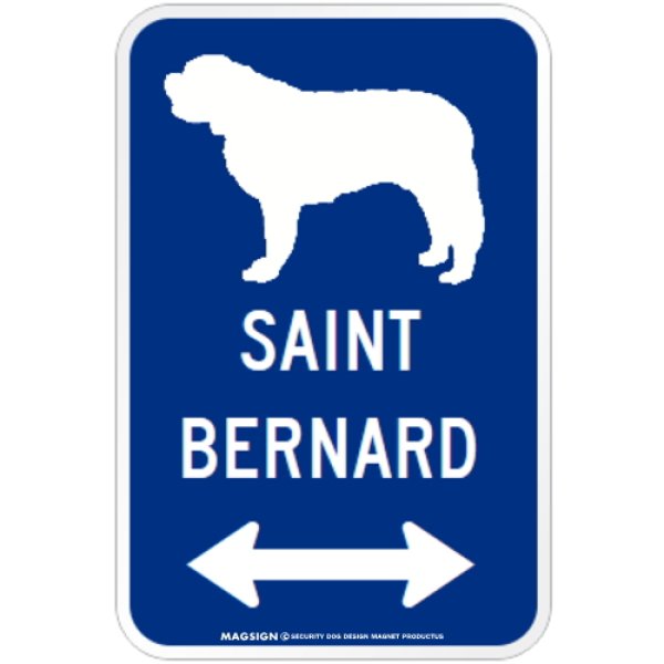 画像1: SAINT BERNARD [MAGSIGN] シルエット＆矢印 アメリカン道路標識 英語犬種名 マグネット/ステッカー：ブルー (1)