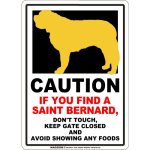画像1: [MAGSIGN] CAUTION IF YOU FIND マグネット＆ステッカ：セントバーナード（ホワイト/イエロー） 手を出さない ドアは閉めたまま 食べ物は見せない 英語 警戒 車 屋外用(防水/耐水・耐光仕様) 日本製 (1)