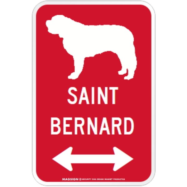画像1: SAINT BERNARD [MAGSIGN] シルエット＆矢印 アメリカン道路標識 英語犬種名 マグネット/ステッカー：レッド (1)