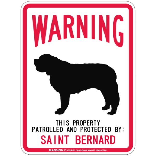 画像1: [MAGSIGN] SAINT BERNARD 注意 英語 WARNING 警告/保護/警戒 車 屋外用 マグネット＆ステッカー 日本製：セントバーナード (1)