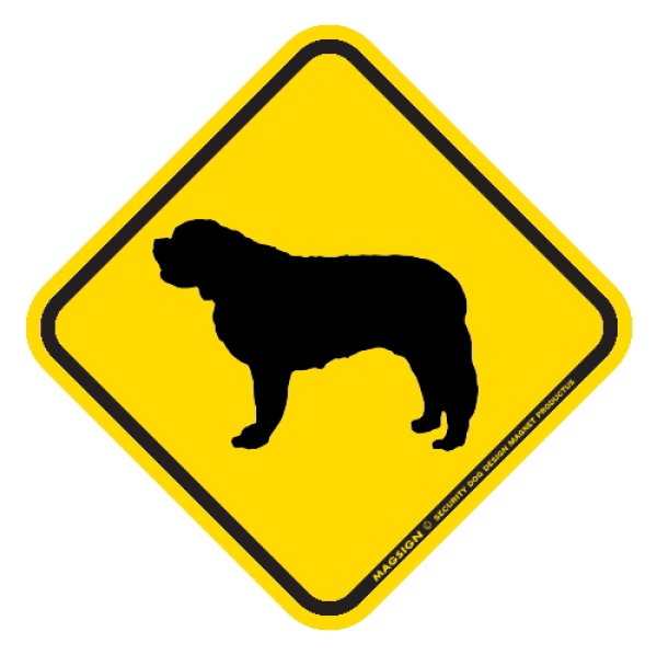 画像1: [MAGSIGN] 犬横断注意/犬飛び出し注意 マグネット＆ステッカー 黄色(イエロー) 車 屋外用(防水/耐水・耐光仕様) 日本製：セントバーナード (1)