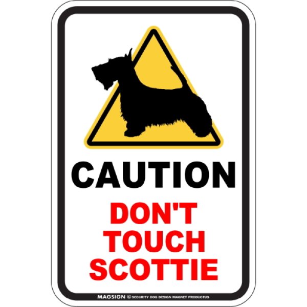 画像1: [MAGSIGN] 犬に手を出さない/触れない/さわらない マグネット＆ステッカー 英語 注意 日本製 CAUTION DON'T TOUCH：スコッティー (1)