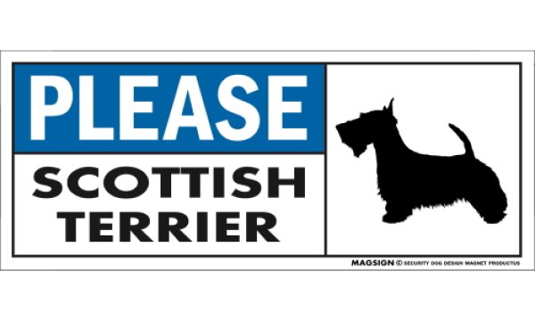 画像1: [MAGSIGN] スコティッシュテリア マグネット＆ステッカー 犬 英語 喜ばせる 満足させる PLEASE SCOTTISH TERRIER 対象:車(ドア/ガラス/ボディ)・屋外(玄関扉/窓ガラス/メールポスト) 日本製 (1)