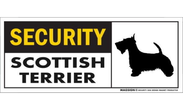 画像1: [MAGSIGN] スコティッシュテリア セキュリティーマグネット＆ステッカー 英語 警備 防犯 SECURITY SCOTTISH TERRIER 対象:車(ドア/ガラス/ボディ)・屋外(玄関扉/窓ガラス/メールポスト) 日本製 (1)