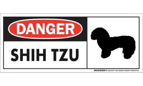 画像1: [MAGSIGN] シーズー(テディベアカット) マグネット＆ステッカー 英語 危ない 危険 DANGER SHIH TZU 対象:車(ドア/ガラス/ボディ)・屋外(玄関扉/窓ガラス/メールポスト) 日本製 (1)