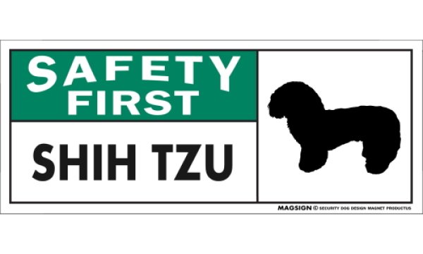 画像1: [MAGSIGN] シーズー(テディベアカット) マグネット＆ステッカー 英語 安全第一 SAFETY FIRST SHIH TZU 対象:車(ドア/ガラス/ボディ)・屋外(玄関扉/窓ガラス/メールポスト) 日本製 (1)