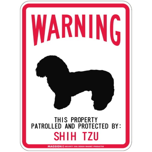 画像1: [MAGSIGN] SHIH TZU 注意 英語 WARNING 警告/保護/警戒 車 屋外用 マグネット＆ステッカー 日本製：シーズー (1)