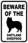 画像1: [MAGSIGN] シェットランドシープドッグ 注意 英語 マグネット＆ステッカー BEWARE OF THE SHETLAND SHEEPDOG 車/屋外用 日本製 (1)
