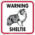 画像1: [MAGSIGN] WARNING SHELTIE マグネット＆ステッカー：シェルティー(ホワイト/イエロー/オレンジ) 注意 英語 正方形 車＆屋外用(防水性/耐光性) 日本製 (1)