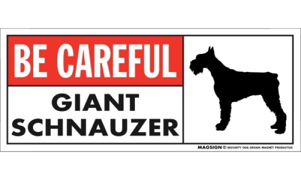 画像1: [MAGSIGN] ジャイアントシュナウザー マグネット＆ステッカー (犬)気を付けて 英語 BE CAREFUL GIANT SCHNAUZER 対象:車(ドア/ガラス/ボディ)・屋外(玄関扉/窓ガラス/メールポスト) 日本製 (1)