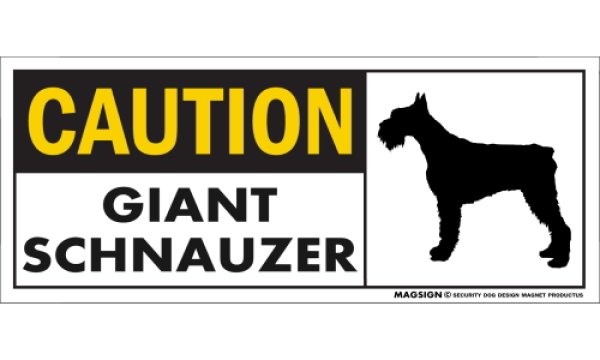 画像1: [MAGSIGN] ジャイアントシュナウザー マグネット＆ステッカー 英語 警戒 CAUTION GIANT SCHNAUZER 対象:車(ドア/ガラス/ボディ)・屋外(玄関扉/窓ガラス/メールポスト) 日本製 (1)