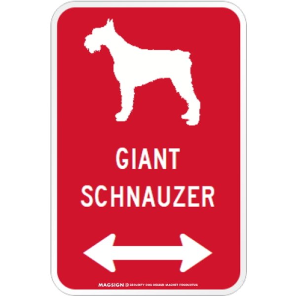 画像1: GIANT SCHNAUZER [MAGSIGN] シルエット＆矢印 アメリカン道路標識 英語犬種名 マグネット/ステッカー：レッド (1)