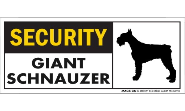 画像1: [MAGSIGN] ジャイアントシュナウザー セキュリティーマグネット＆ステッカー 英語 警備 防犯 SECURITY GIANT SCHNAUZER 対象:車(ドア/ガラス/ボディ)・屋外(玄関扉/窓ガラス/メールポスト) 日本製 (1)