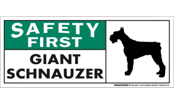 画像1: [MAGSIGN] ジャイアントシュナウザー マグネット＆ステッカー 英語 安全第一 SAFETY FIRST GIANT SCHNAUZER 対象:車(ドア/ガラス/ボディ)・屋外(玄関扉/窓ガラス/メールポスト) 日本製 (1)