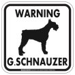 画像1: [MAGSIGN] WARNING G. SCHNAUZER マグネット＆ステッカー：ジャイアントシュナウザー(ホワイト/イエロー/オレンジ) 注意 英語 正方形 車＆屋外用(防水性/耐光性) 日本製 (1)