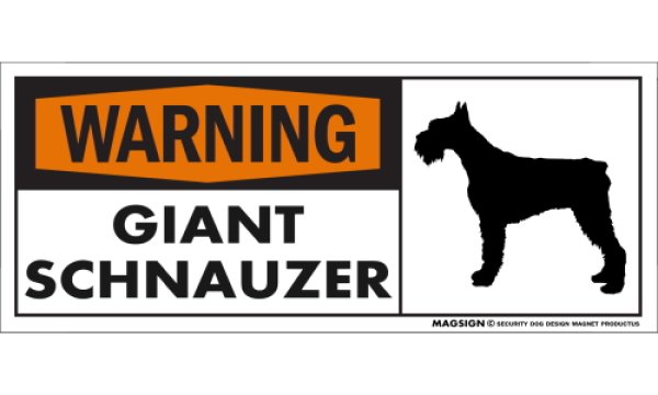 画像1: [MAGSIGN] ジャイアントシュナウザー 注意警告マグネット＆ステッカー(黒オレンジ色) 英語 WARNING GIANT SCHNAUZER 対象:車(ドア/ガラス/ボディ)・屋外(玄関扉/窓ガラス/メールポスト) 日本製 (1)