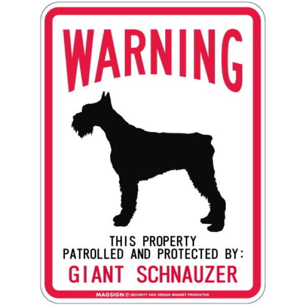 画像1: [MAGSIGN] GIANT SCHNAUZER 注意 英語 WARNING 警告/保護/警戒 車 屋外用 マグネット＆ステッカー 日本製：ジャイアントシュナウザー (1)