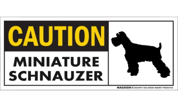 画像1: [MAGSIGN] ミニチュアシュナウザー マグネット＆ステッカー 英語 警戒 CAUTION MINIATURE SCHNAUZER 対象:車(ドア/ガラス/ボディ)・屋外(玄関扉/窓ガラス/メールポスト) 日本製 (1)