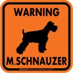 画像4: [MAGSIGN] WARNING M. SCHNAUZER マグネット＆ステッカー：ミニチュアシュナウザー(ホワイト/イエロー/オレンジ) 注意 英語 正方形 車＆屋外用(防水性/耐光性) 日本製 (4)