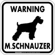 画像1: [MAGSIGN] WARNING M. SCHNAUZER マグネット＆ステッカー：ミニチュアシュナウザー(ホワイト/イエロー/オレンジ) 注意 英語 正方形 車＆屋外用(防水性/耐光性) 日本製 (1)