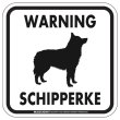 画像1: [MAGSIGN] WARNING SCHIPPERKE マグネット＆ステッカー：スキッパーキ(ホワイト/イエロー/オレンジ) 注意 英語 正方形 車＆屋外用(防水性/耐光性) 日本製 (1)