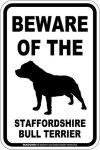 画像1: [MAGSIGN] スタッフォードシャーブルテリア 注意 英語 マグネット＆ステッカー BEWARE OF THE STAFFORDSHIRE BULL TERRIER 車/屋外用 日本製 (1)