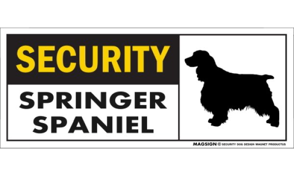 画像1: [MAGSIGN] スプリンガースパニエル セキュリティーマグネット＆ステッカー 英語 警備 防犯 SECURITY SPRINGER SPANIEL 対象:車(ドア/ガラス/ボディ)・屋外(玄関扉/窓ガラス/メールポスト) 日本製 (1)