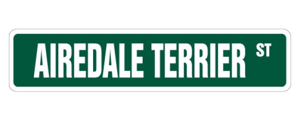 画像1: エアデールテリア 英語看板 アメリカ道路標識 ストリートサインボード：AIREDALE TERRIER ST[MADE IN U.S.A] (1)