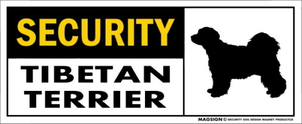 画像1: [MAGSIGN] チべタンテリア セキュリティーマグネット＆ステッカー 英語 警備 防犯 SECURITY TIBETAN TERRIER 対象:車(ドア/ガラス/ボディ)・屋外(玄関扉/窓ガラス/メールポスト) 日本製 (1)