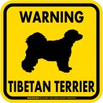 画像2: [MAGSIGN] WARNING TIBETAN TERRIER マグネット＆ステッカー：チべタンテリア(ホワイト/イエロー/オレンジ) 注意 英語 正方形 車＆屋外用(防水性/耐光性) 日本製 (2)