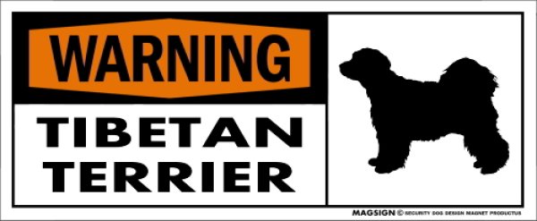 画像1: [MAGSIGN] チべタンテリア 注意警告マグネット＆ステッカー(黒オレンジ色) 英語 WARNING TIBETAN TERRIER 対象:車(ドア/ガラス/ボディ)・屋外(玄関扉/窓ガラス/メールポスト) 日本製 (1)