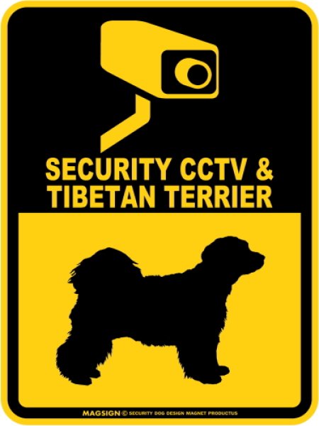 画像1: チべタンテリア＆防犯カメラ 監視 警戒中 英語 マグサイン(マグネット/ステッカー)：SECURITY CCTV ＆ TIBETAN TERRIER [MAGSIGN] (1)