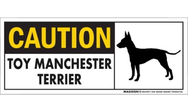 画像1: [MAGSIGN] トイマンチェスターテリア マグネット＆ステッカー 英語 警戒 CAUTION TOY MANCHESTER TERRIER 対象:車(ドア/ガラス/ボディ)・屋外(玄関扉/窓ガラス/メールポスト) 日本製 (1)