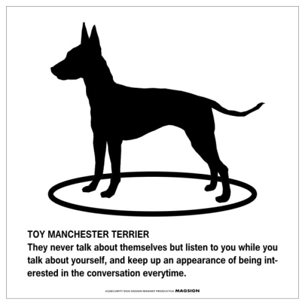 画像1: TOY MANCHESTER TERRIER'S POEM [MAGSIGN] ポエムシリーズ マグネット＆ステッカー 防水/耐水・耐光性 日本製 英語＆シルエット：トイマンチェスターテリア（ホワイト/イエロー） (1)