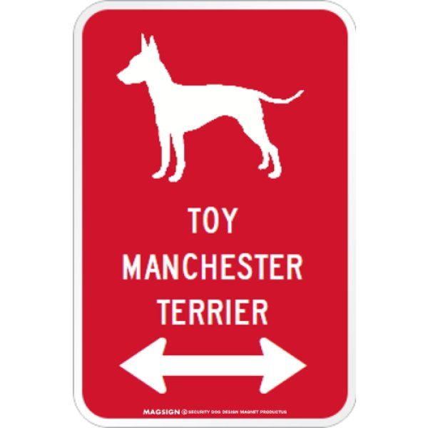 画像1: TOY MANCHESTER TERRIER [MAGSIGN] シルエット＆矢印 アメリカン道路標識 英語犬種名 マグネット/ステッカー：レッド (1)